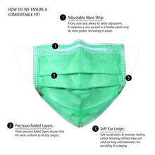 Load image into Gallery viewer, Disposable 4-ply Face Mask - Green