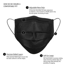 Load image into Gallery viewer, Disposable 3-ply Face Mask - Black