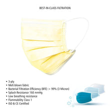 Load image into Gallery viewer, Disposable 3-ply Face Mask for Children - Yellow