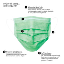 Load image into Gallery viewer, Disposable 3-ply Face Mask - Green