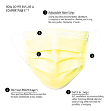 Load image into Gallery viewer, Disposable 3-ply Face Mask - Yellow