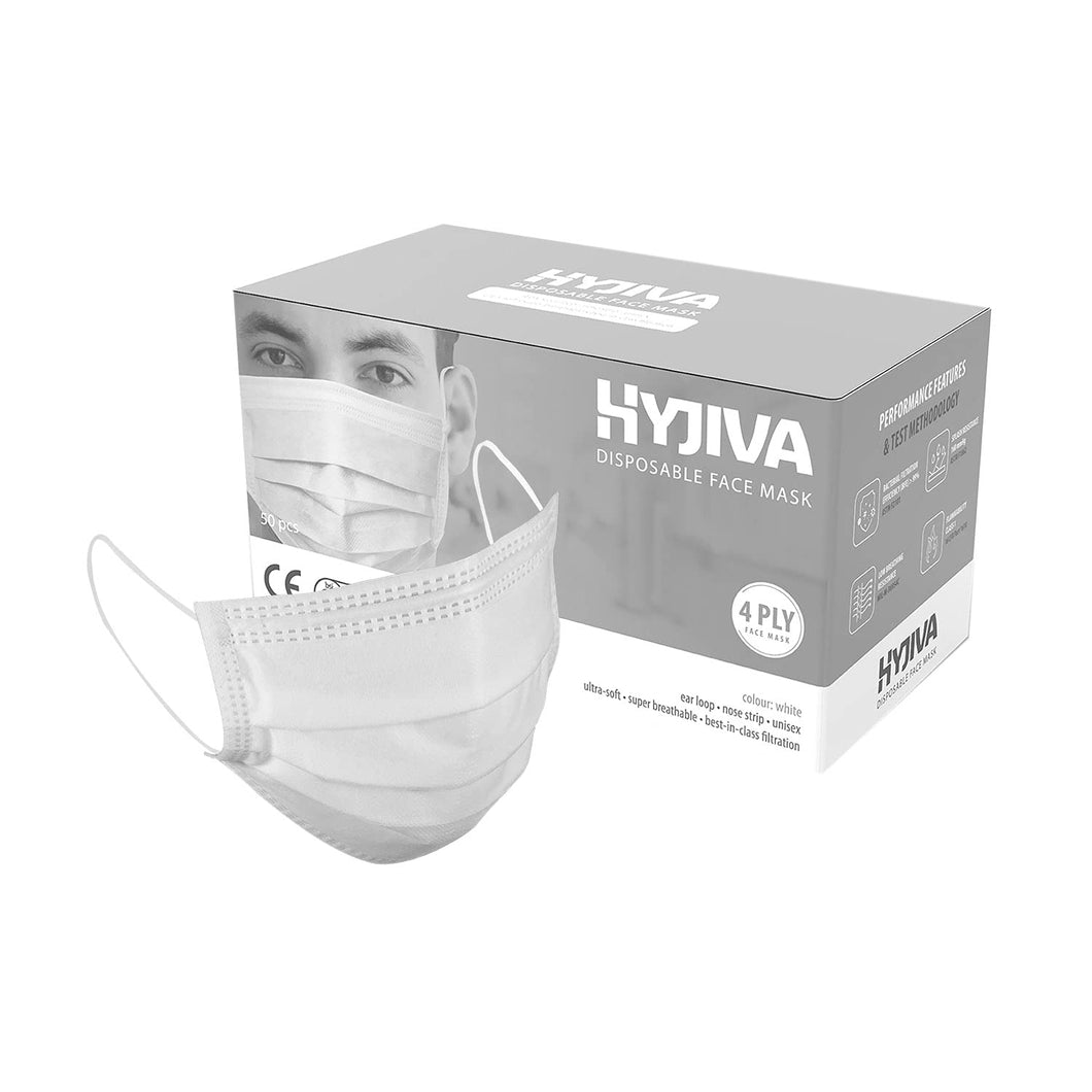 Disposable 4-ply Face Mask - White