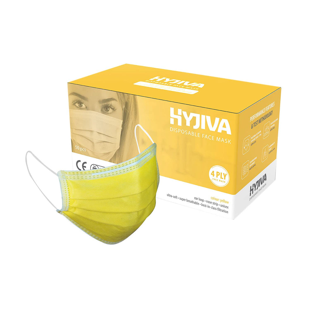 Disposable 4-ply Face Mask - Yellow
