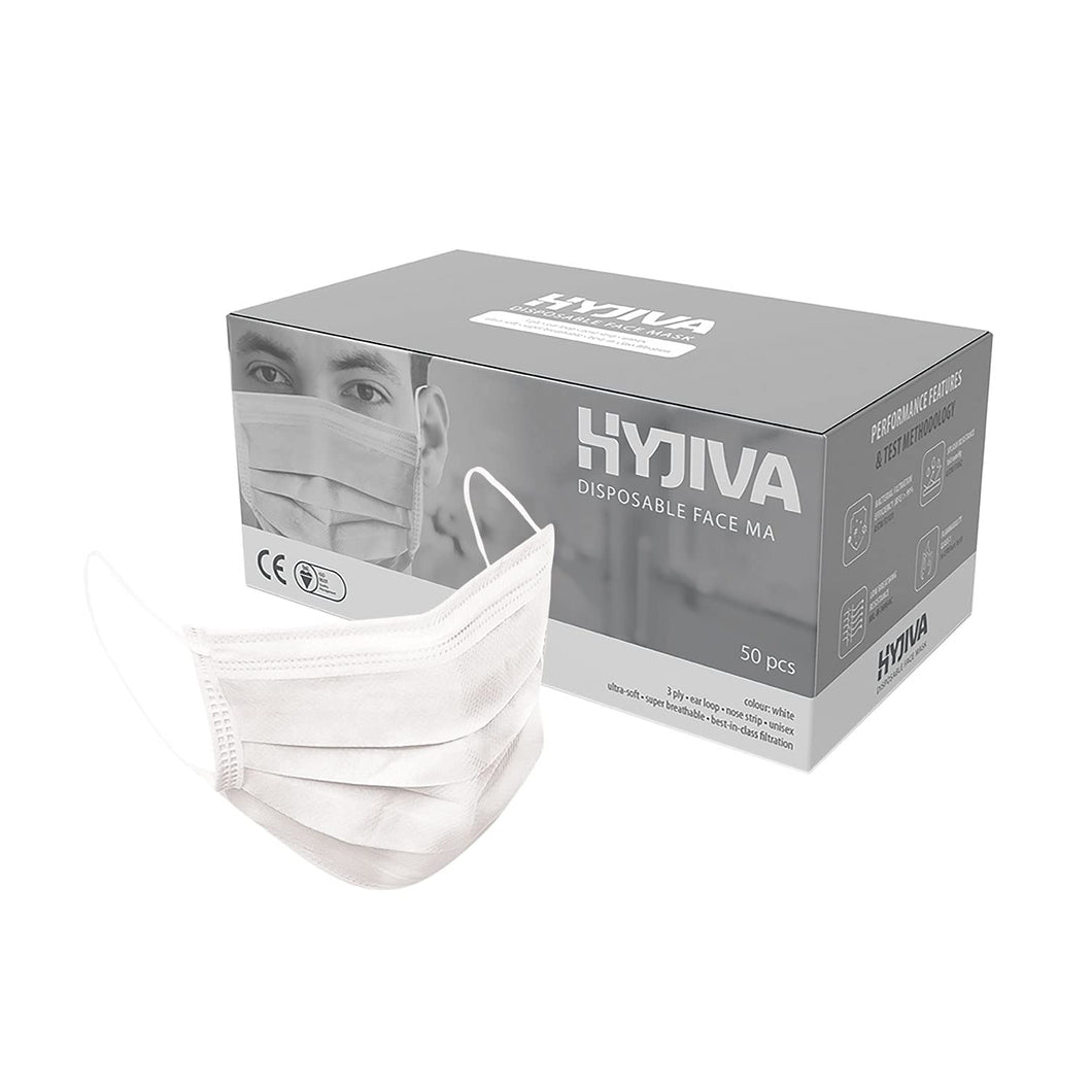 Disposable 3-ply Face Mask - White