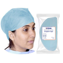 Load image into Gallery viewer, Hyjiva Disposable Surgeon Cap - 25 gsm, Non-woven Fabric, Elastic, 100 pcs - Head Cover for Hospital/Industry (Blue)…
